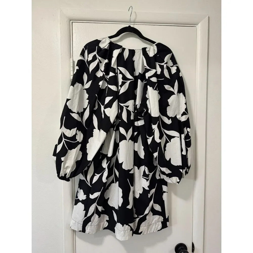 Kate Spade x Target Classic Rose Floral Poplin Mini Dress Black White L